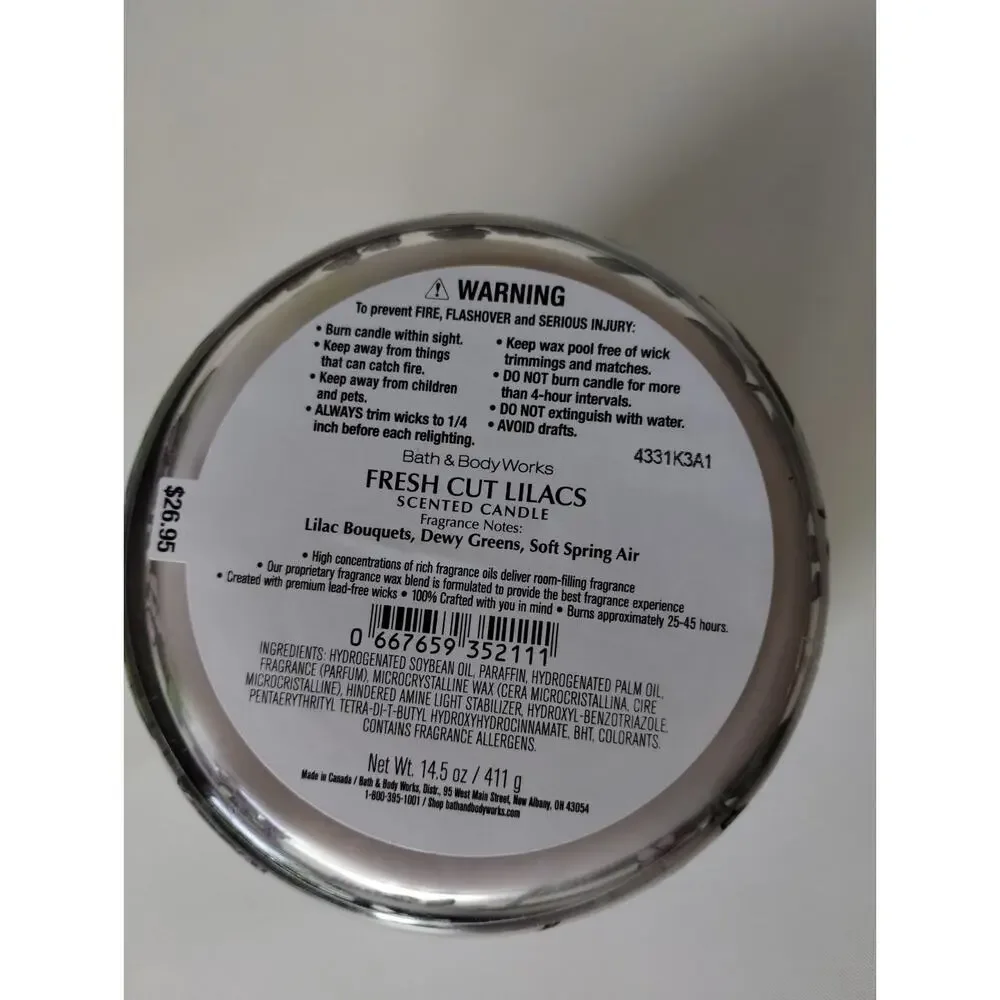 Bath & Body Works FRESH CUT LILACS 🪻 3 Wick SCENTED Candle 25-45 Hrs DELICIOUS - Picture 6 of 7